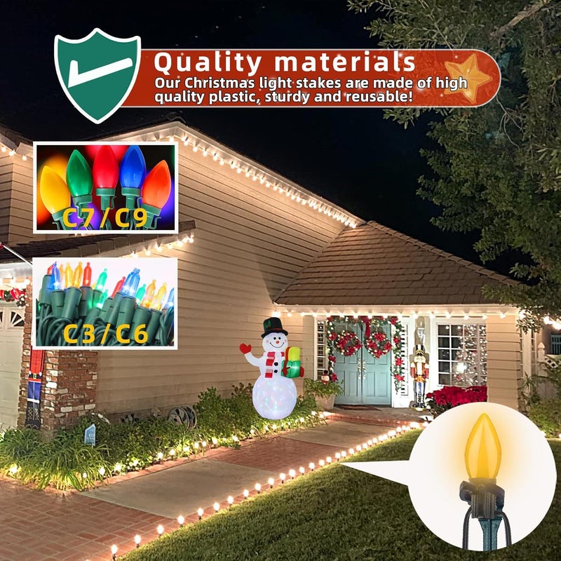 koneboss 50 Pack Christmas Light Stakes 8.5"-10" for C7 and C9 String Lights,Outdoor Light Stakes, Garden, Lawn, Pathway, Patio, Path, Walkway, Christmas Decoration - Image 5